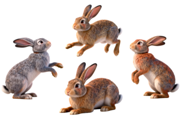 Five Adorable Rabbits in Different Poses