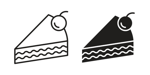 Cake-slice icons Black vector illustration for social media, app, and web