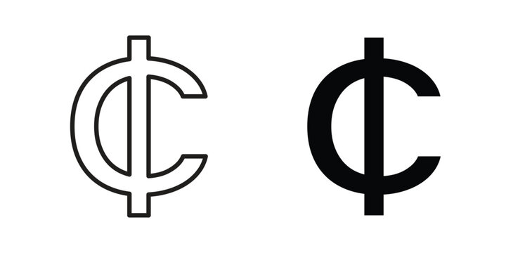 Cedi signs Black vector illustration for social media, app, and web