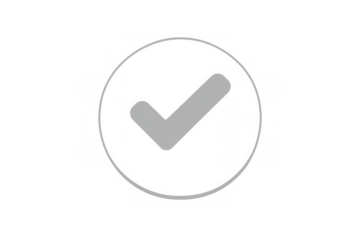 Check mark icon in a white circle, symbolizing approval, completion, correct choice, and agreement, with a transparent background