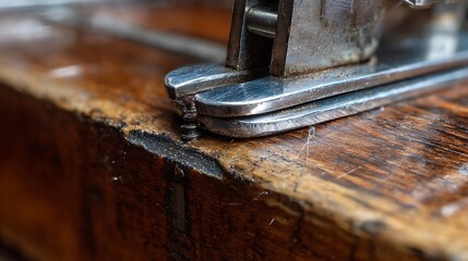 A close up of an ancient rusty iron lock on a vintage weathered wooden door showcasing a brown metal texture and antique blacksmith craftsmanship