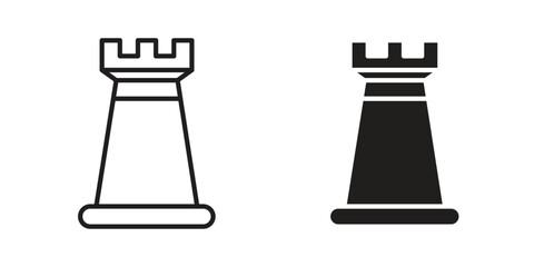 Chess rook icons Black vector illustration for social media, app, and web © iconic