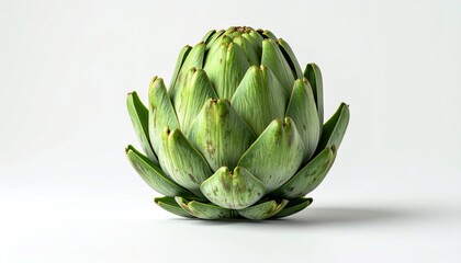 Fototapeta premium Fresh Green Artichoke on White Background, Healthy Food Concept.