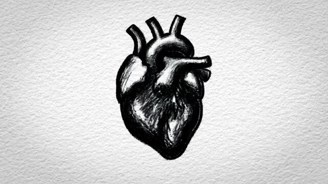 A detailed, hand-drawn anatomical heart on textured background, symbolizing health and medicine
