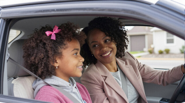 Afro American Girl and Mother lovable Moment Valentines Day
