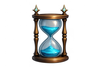 Hourglass with blue sand symbolizing a deadline and time