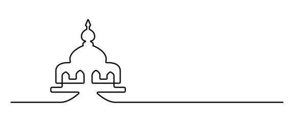 Simple minimalist line art of islamic mosque architecture ramadan kareem vector illustration © nurartvi