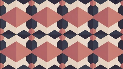 Elegant geometric pattern with pink, navy, and cream diamond shapes for sophisticated wallpaper backgrounds and professional graphic layouts.