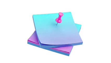 Pink Thumbtack on Stack of Gradient Sticky Notes
