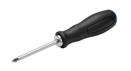 Screwdriver with black handle transparent background cutout png