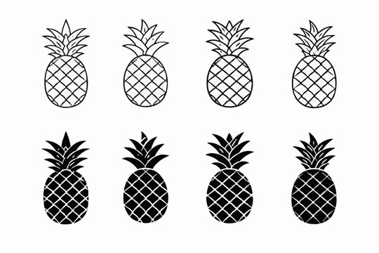Simple pineapple silhouettes against a plain background design