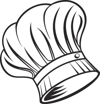 Simple white outline of a classic chef s toque or hat icon