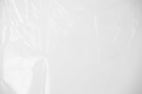 Plastic wrap transparent texture overlay effect. Polyethylene packaging of vinyl wrap or cd cover. Shrink crumpled plastic bag sleeve, package mockup illustration