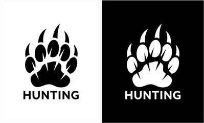 Hunting paw print logo design with sharp claws and text. © Rizky