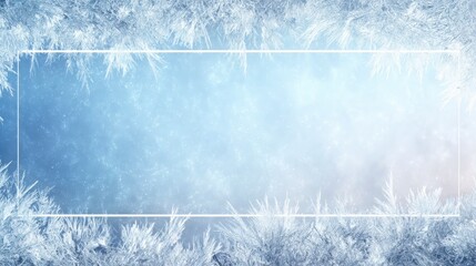 A frosted ice crystal border frames a glowing blue gradient, perfect for winter or holiday themes. The center is a rectangular area