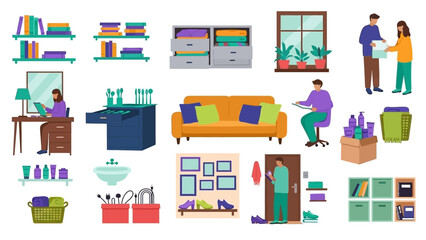 Organizing home office and living spaces with storage solutions. © Abhinaya Project