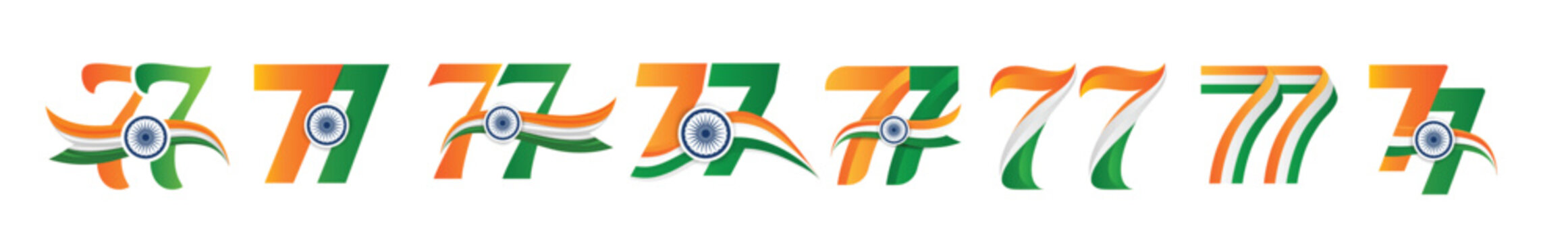 Indian Republic Day 77 Typography Set in Tricolor Style