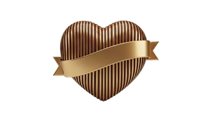 3D Golden Heart with Ribbon