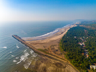 Arabian Sea coastline drone view India
