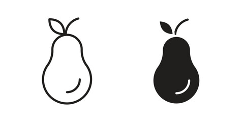 Pear icons Black vector illustration for social media, app, and web