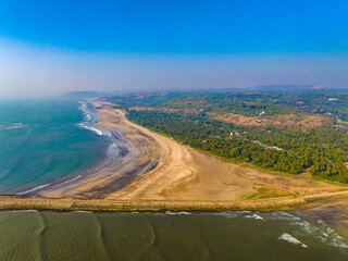 Arabian Sea coastline drone view India
