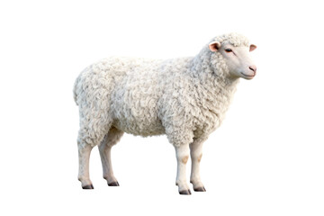 Fototapeta premium A Fluffy White Sheep Standing Alone