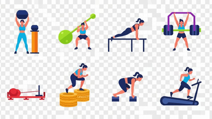 Woman Exercising with Various Fitness Equipment and Routines.