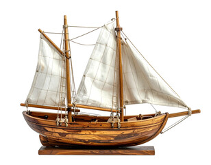 Detailed Model of a Small Wooden Sailboat
