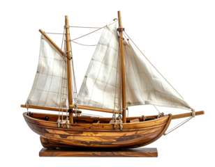 Detailed Model of a Small Wooden Sailboat