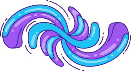 Naklejka premium Abstract blue and purple swirling fluid shapes with a playful, bubbly aesthetic