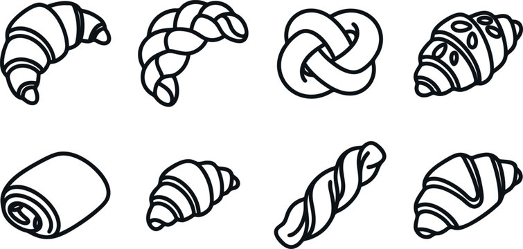 Croissants and bread rolls illustrations