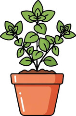 Obraz premium A potted plant with vibrant green leaves and an orange terracotta pot