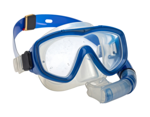 Blue Snorkeling Mask with Transparent Lens and Silicone Frame