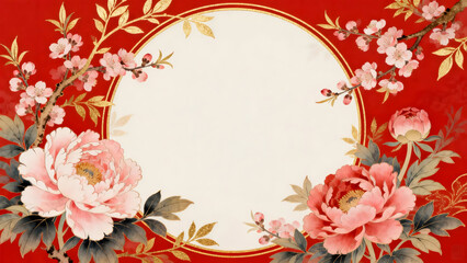 Fototapeta premium Elegant blossoms portrayed with refined traditional brushwork