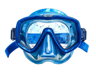 Transparent Snorkeling Mask with Blue Silicone Frame