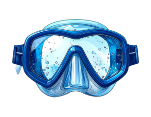 Blue Snorkeling Mask with Transparent Lens and Silicone Frame