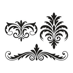 Vintage Floral Ornament Swirl Vector Set, ai generated