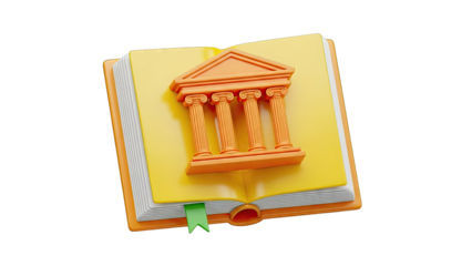 Open Book with Ancient Greek Temple Icon