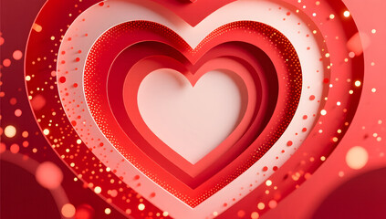 Papercut style red heart with layered particles for festival