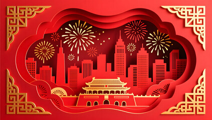 Papercut Art Depicting Festival City Fireworks