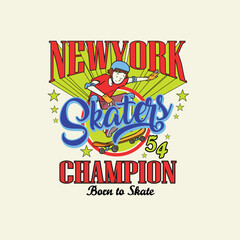 New York Skaters Champion typographic poster graphic tee