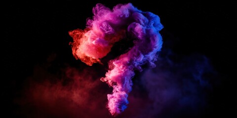 Colorful smoke forming a question mark on a dark background