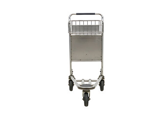 Modern silver shopping cart with wire basket and wheels