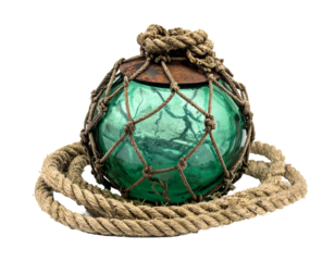 Vintage Glass Float Encased in Weathered Rope Net