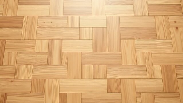 Natural wooden parquet floor showing geometric pattern detail.
