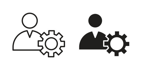 User gear icons Black vector illustration for social media, app, and web