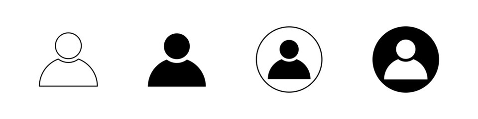 Collection of user profile and person icons in various outline and solid styles