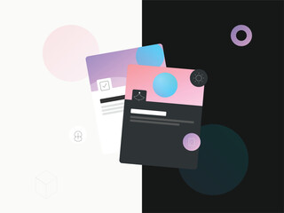 Light & Dark Mode UI Design Concept with Abstract Elements & &