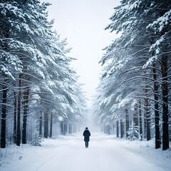 Peaceful winter solitude scene capturing quiet moments calm atmosphere and reflective mood