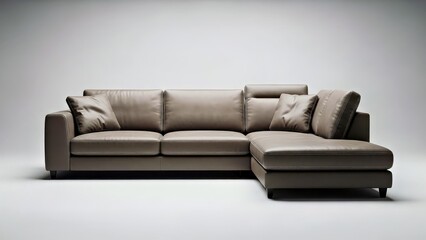 Elegant Brown Leather Sectional Sofa With Pillows Modern Living Room Furniture.jpg